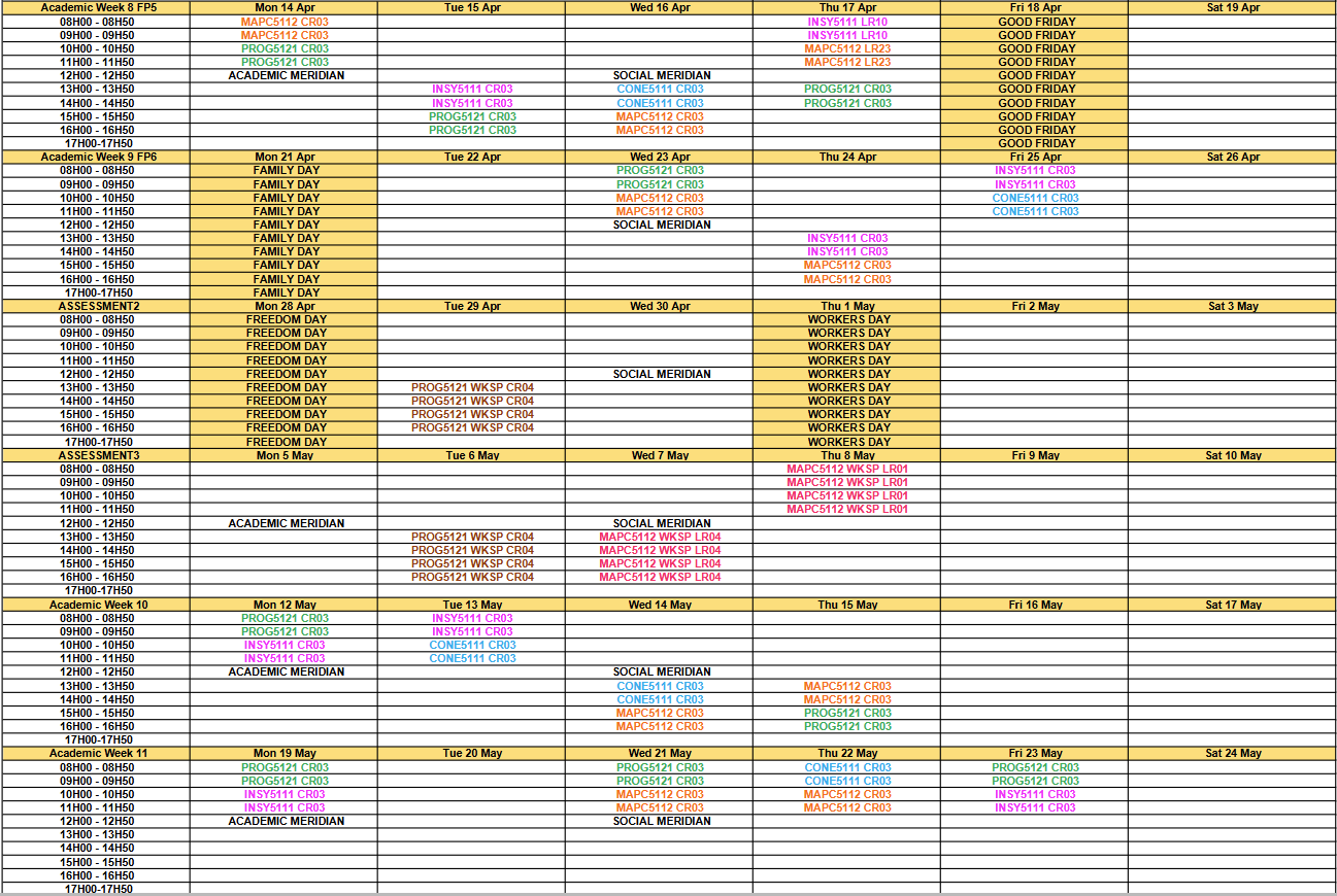 Academic Timetable